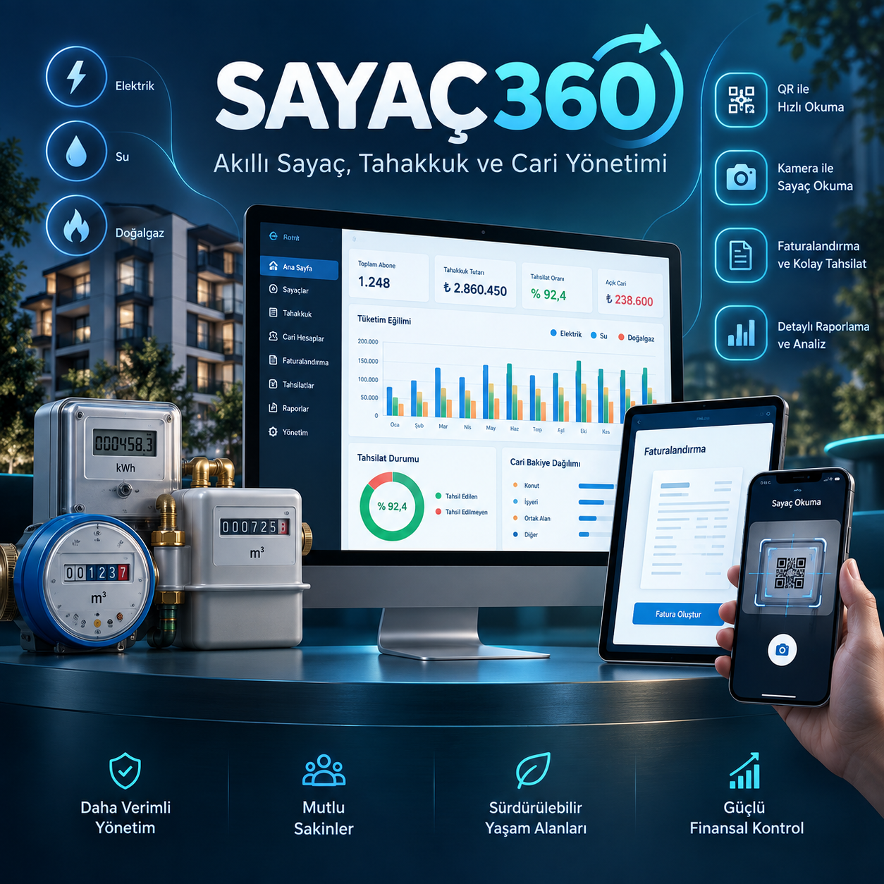 Sayaç360 Akıllı Sayaç, Tahakkuk ve Cari Yönetim Sistemi